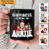 Personalized Happiness Is Being An Auntie Christmas Gift Black Mug Printed VQ231286