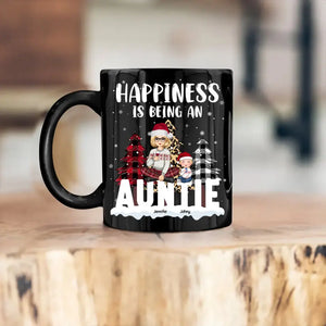 Personalized Happiness Is Being An Auntie Christmas Gift Black Mug Printed VQ231286