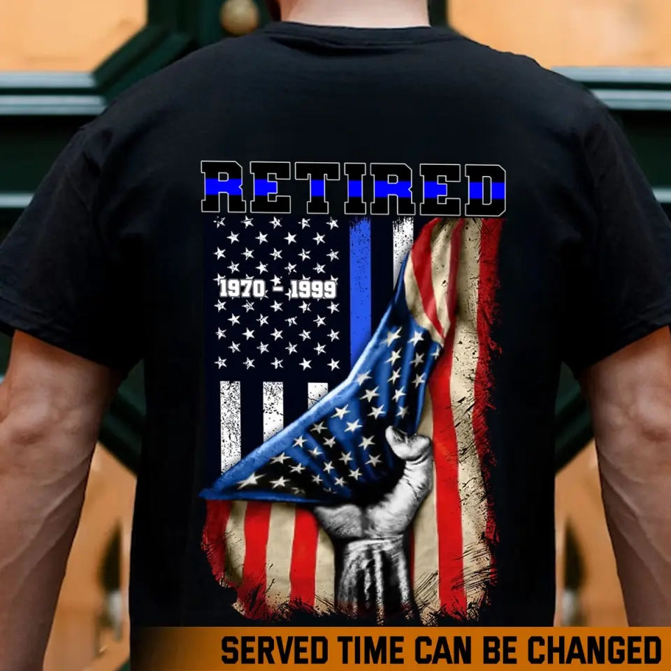 Personalized Thin Blue Line Retired T-shirt Printed QTVQ1300