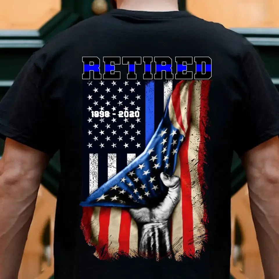 Personalized Thin Blue Line Retired T-shirt Printed QTVQ1300