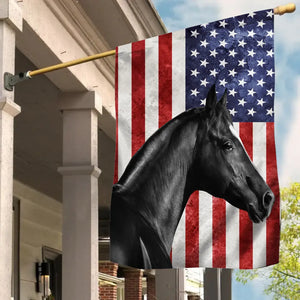Personalized Upload Your Horse Photo US Flag  House Flag or Garden Flag Printed KVH231294