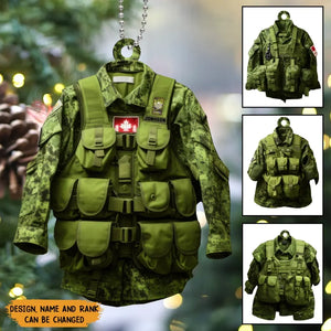 Personalized Canadian Veteran Rank Camo Custom Name Christmas Gift Acrylic Ornament Printed KVH231298