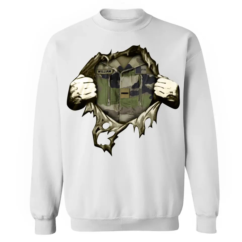 Personalized French Veteran Rank Camo Sweatshirt Printed KVH231318