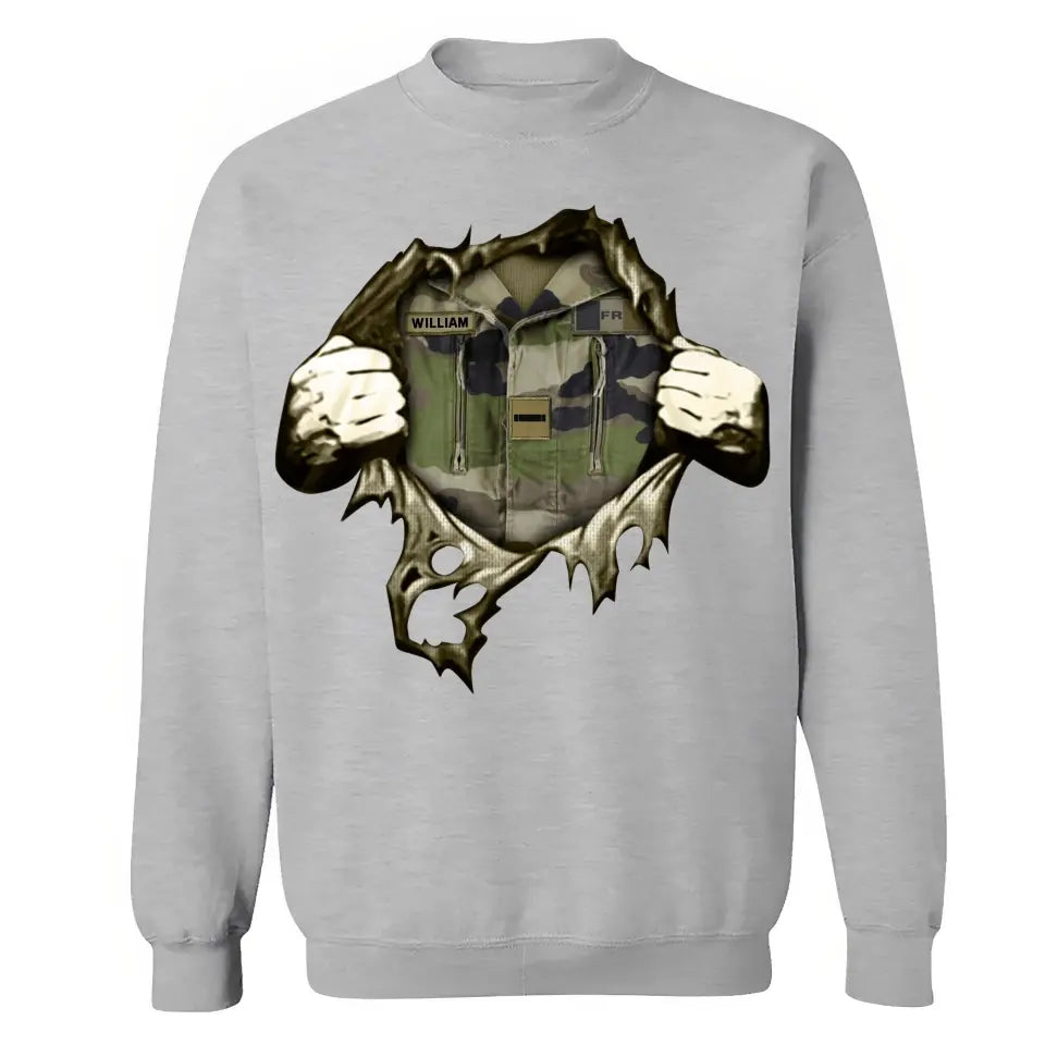 Personalized French Veteran Rank Camo Sweatshirt Printed KVH231318