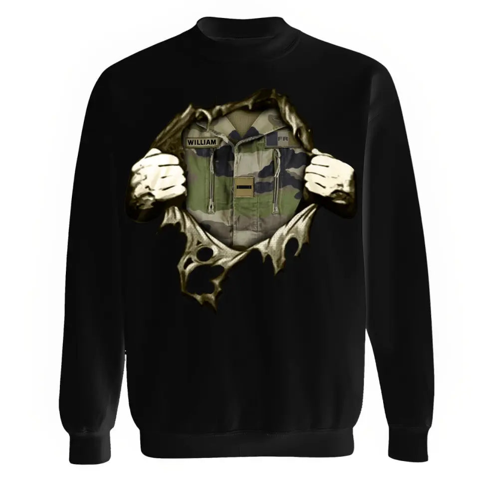 Personalized French Veteran Rank Camo Sweatshirt Printed KVH231318