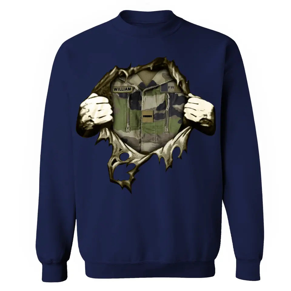 Personalized French Veteran Rank Camo Sweatshirt Printed KVH231318