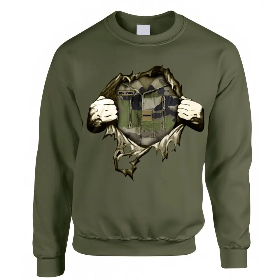 Personalized French Veteran Rank Camo Sweatshirt Printed KVH231318