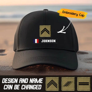 Personalized French Military Veteran Embroidered Black Cap QTVQ1307