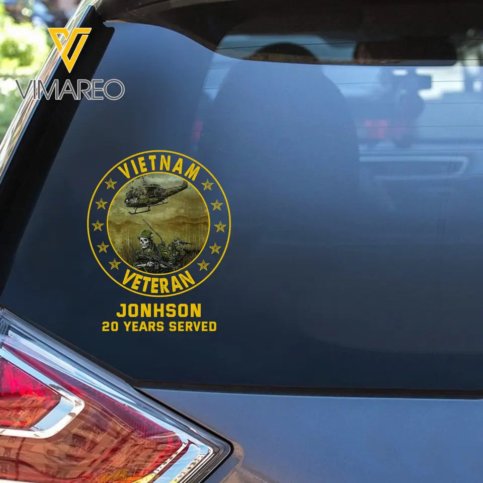 Personalized Vietnam Veteran Custom Name Decal Printed 231324 AHKVH1324