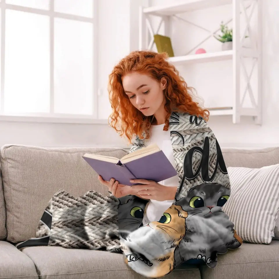 Personalized Life Is Better With Cats Knitting Sherpa or Fleece Blanket Printed VQ231315