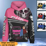 Personalized Jeep Girl Skull Custom Name Jeep Hoodie 3D Printed VQ231326