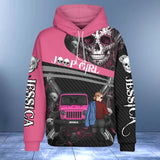 Personalized Jeep Girl Skull Custom Name Jeep Hoodie 3D Printed VQ231326