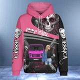 Personalized Jeep Girl Skull Custom Name Jeep Hoodie 3D Printed VQ231326