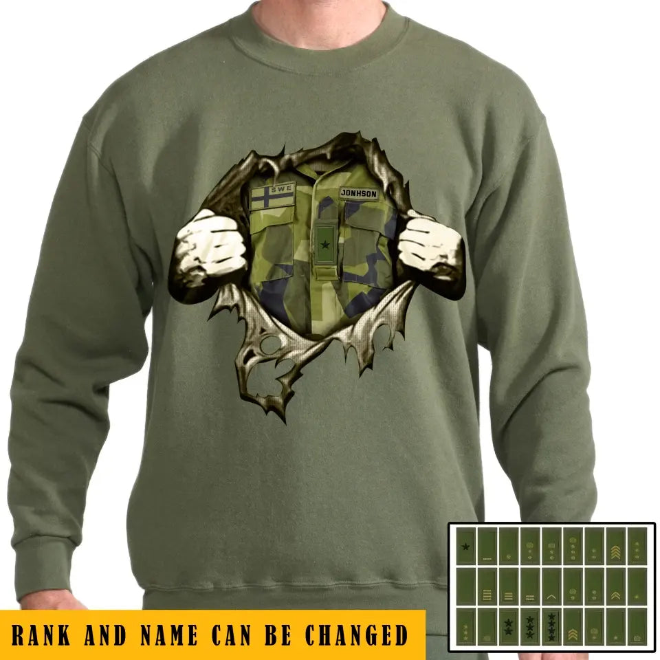 Personalized Swedish Veteran Rank Camo Sweatshirt Printed KVH231318