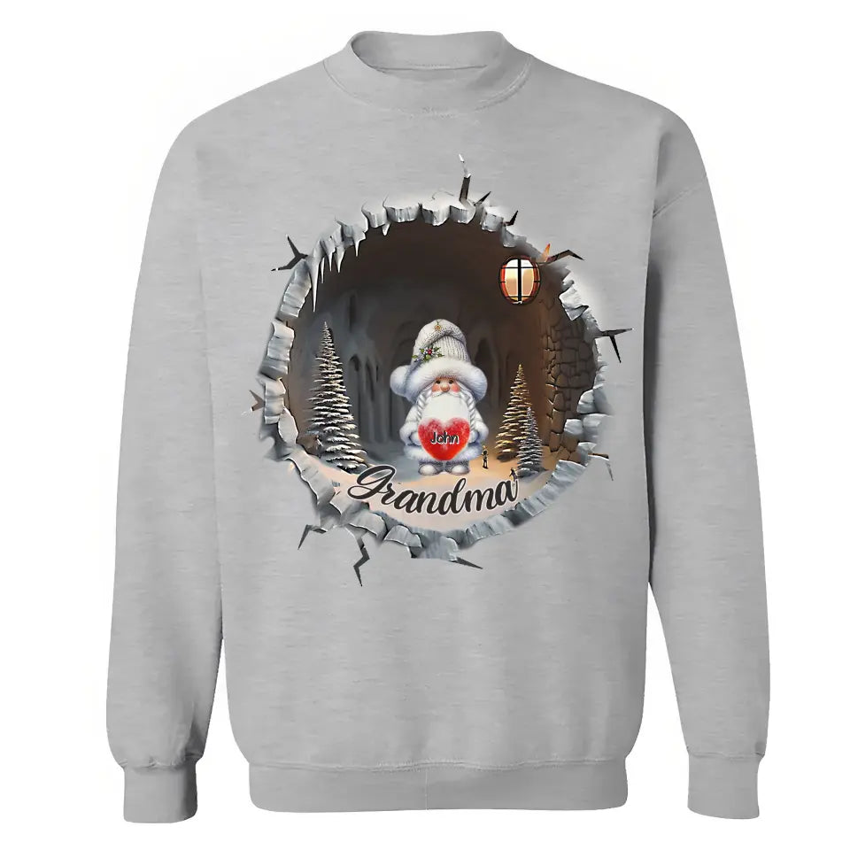 Personalized Grandma Gnome Custom Kid's Name Christmas Gift Sweatshirt Printed VQ231336