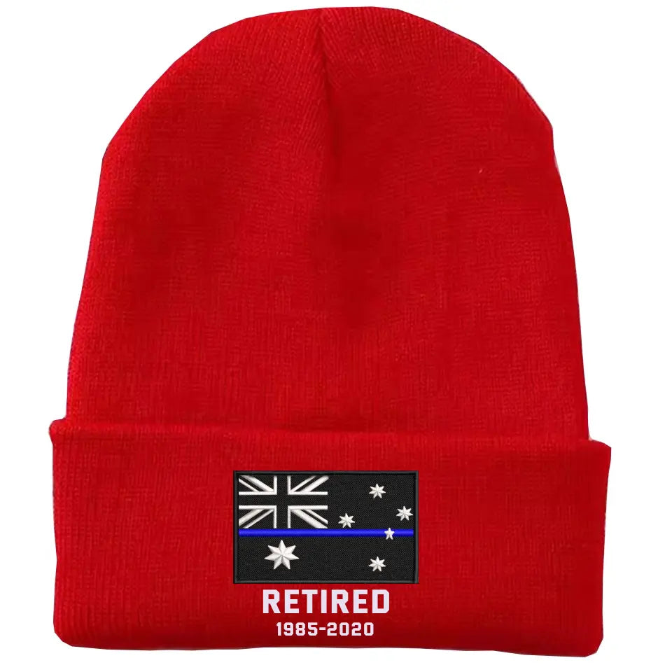 Personalized Retired Australian Police Officer Custom Served Time Embroidered Beanie Printed KVH231338