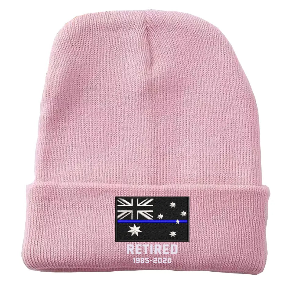 Personalized Retired Australian Police Officer Custom Served Time Embroidered Beanie Printed KVH231338