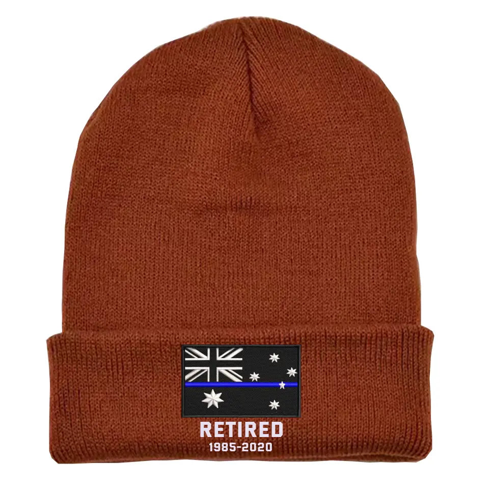 Personalized Retired Australian Police Officer Custom Served Time Embroidered Beanie Printed KVH231338