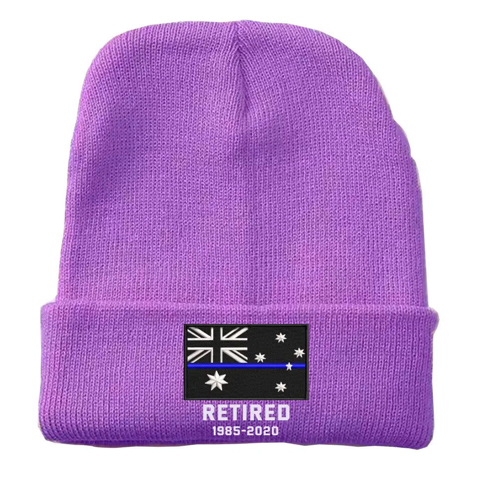 Personalized Retired Australian Police Officer Custom Served Time Embroidered Beanie Printed KVH231338