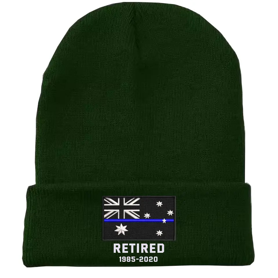 Personalized Retired Australian Police Officer Custom Served Time Embroidered Beanie Printed KVH231338