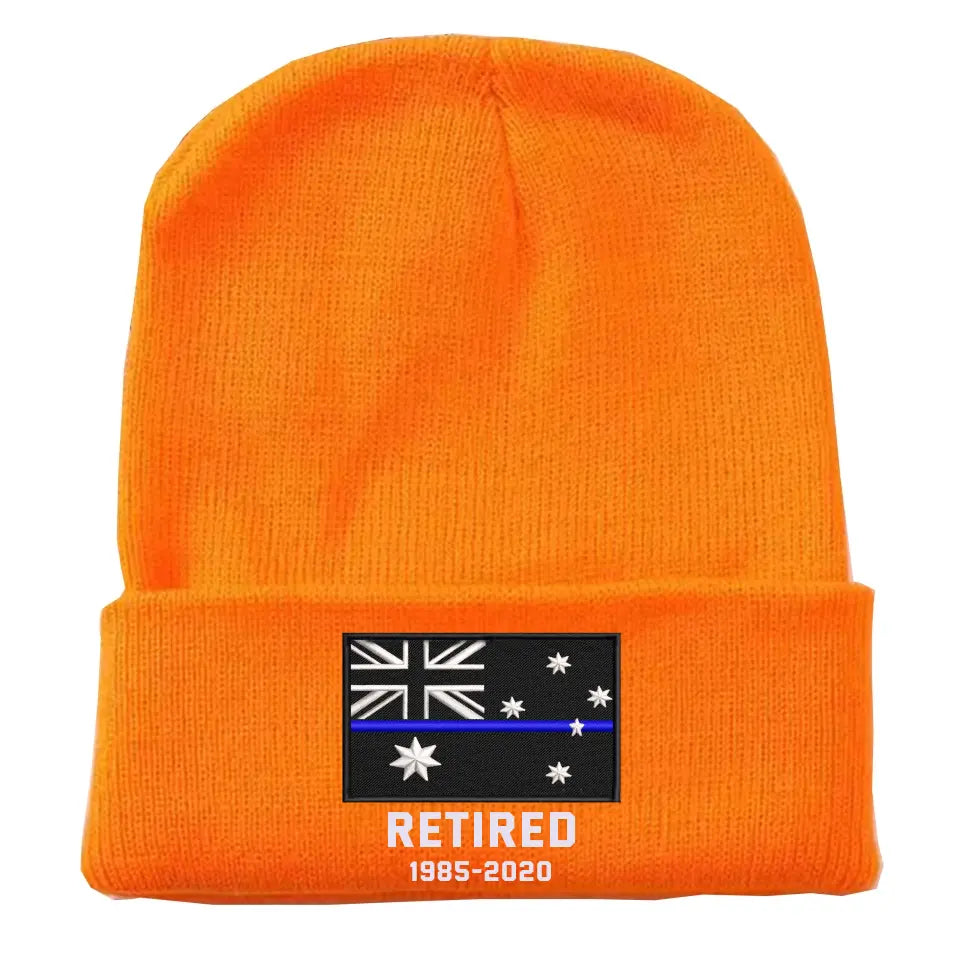Personalized Retired Australian Police Officer Custom Served Time Embroidered Beanie Printed KVH231338