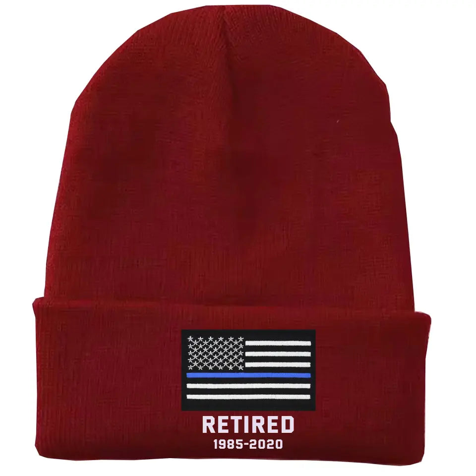 Personalized Retired US Police Officer Custom Served Time Embroidered Beanie Printed KVH231338