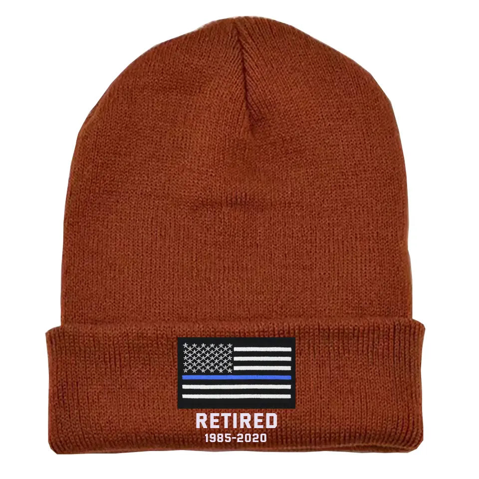 Personalized Retired US Police Officer Custom Served Time Embroidered Beanie Printed KVH231338