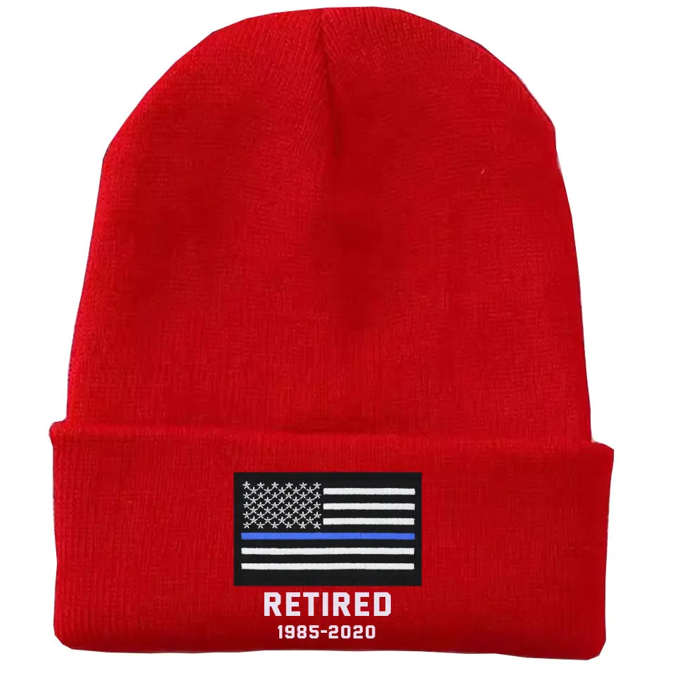 Personalized Retired US Police Officer Custom Served Time Embroidered Beanie Printed KVH231338