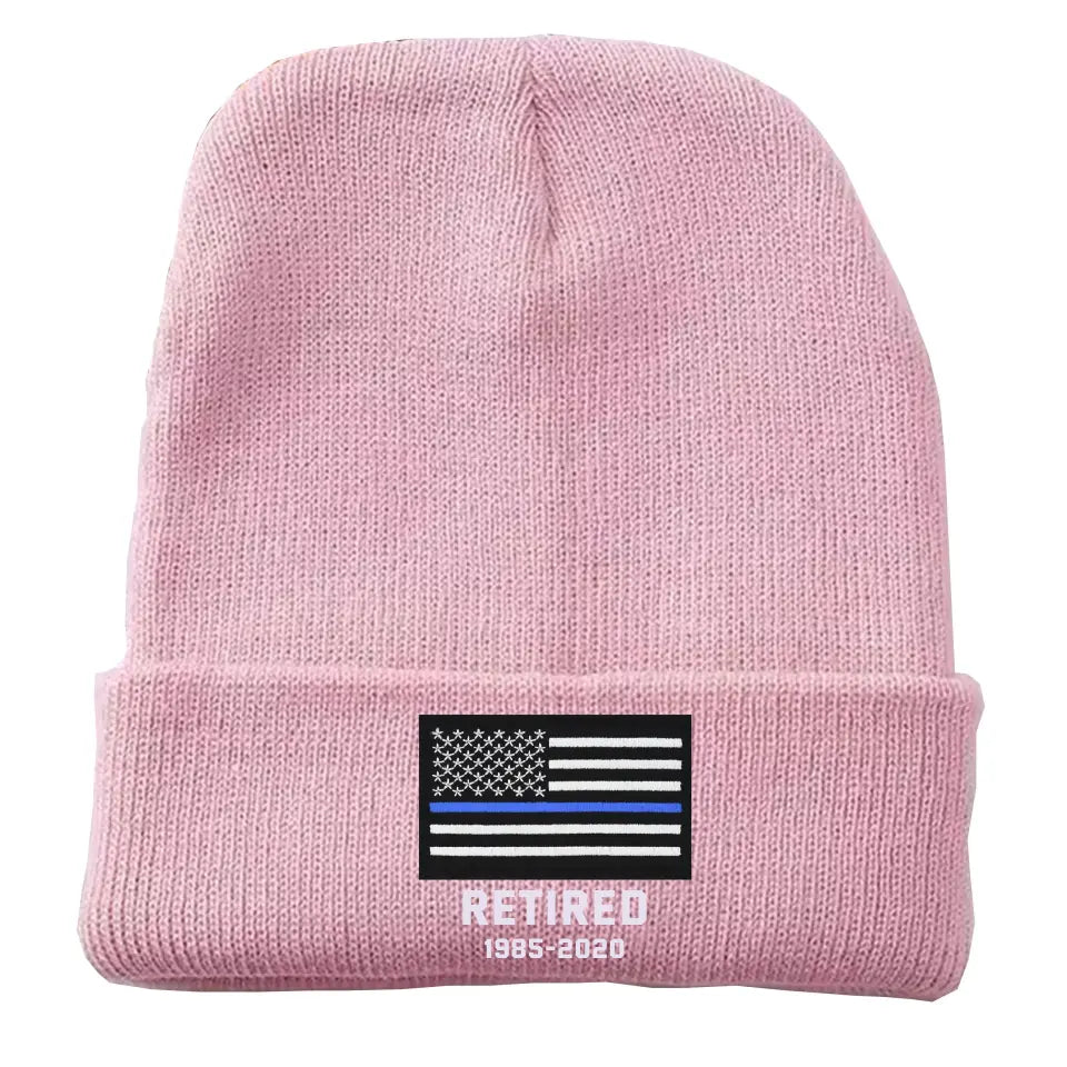 Personalized Retired US Police Officer Custom Served Time Embroidered Beanie Printed KVH231338