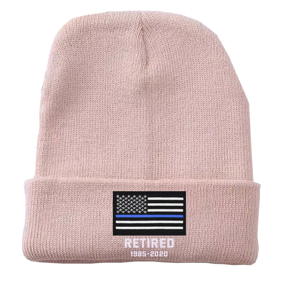 Personalized Retired US Police Officer Custom Served Time Embroidered Beanie Printed KVH231338