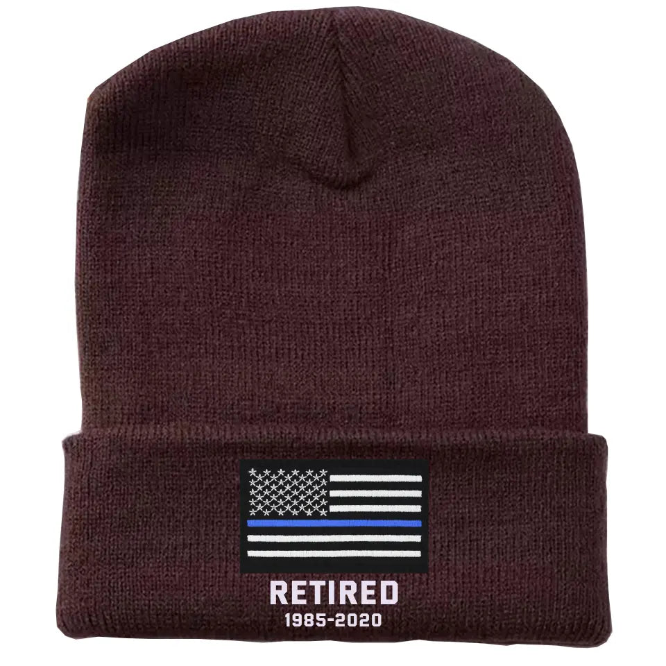 Personalized Retired US Police Officer Custom Served Time Embroidered Beanie Printed KVH231338