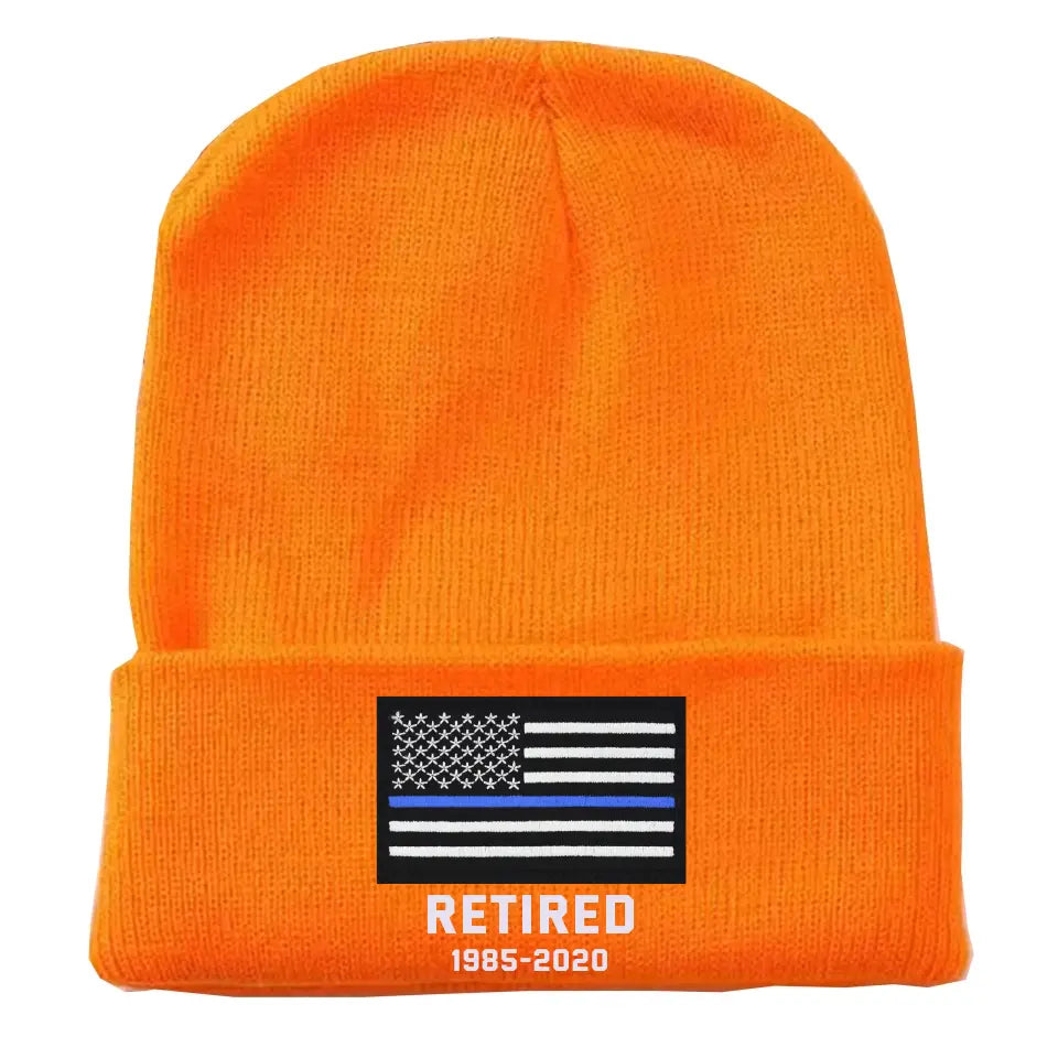 Personalized Retired US Police Officer Custom Served Time Embroidered Beanie Printed KVH231338