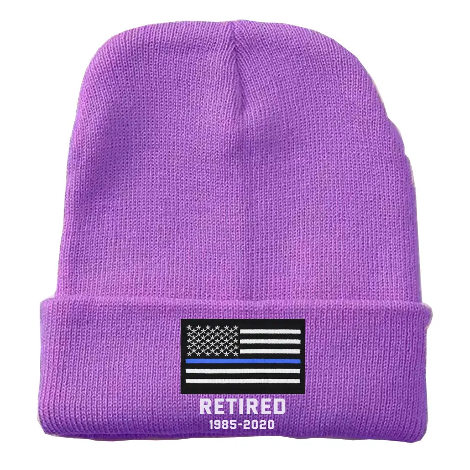 Personalized Retired US Police Officer Custom Served Time Embroidered Beanie Printed KVH231338