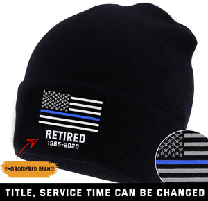 Personalized Retired US Police Officer Custom Served Time Embroidered Beanie Printed KVH231338