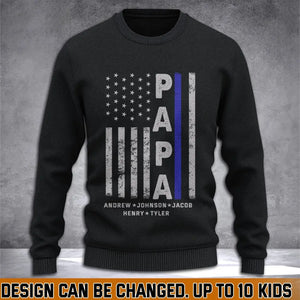 Personalized US Police Papa Custom Kid Names Sweatshirt Printed QTVQ231341