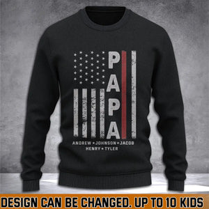 Personalized US Firefighter Papa Custom Kid Names Sweatshirt Printed QTVQ231341