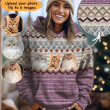 Personalized Upload Your Cat Photo Cat Lovers Gift Knitting Hoodie 3D Printed HN231344
