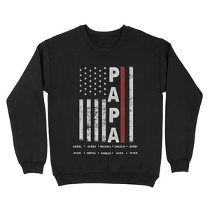 Personalized US Firefighter Papa Custom Kid Names Sweatshirt Printed QTVQ231341