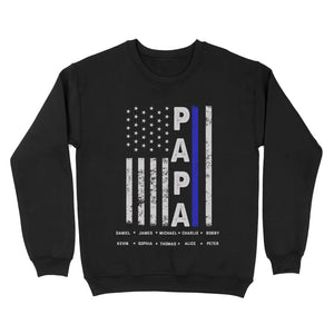 Personalized US Police Papa Custom Kid Names Sweatshirt Printed QTVQ231341