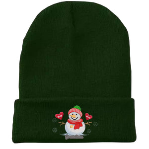 Personalized Grandma Snowman Custom Kid's Name Embroidered Beanie Printed VQ231352