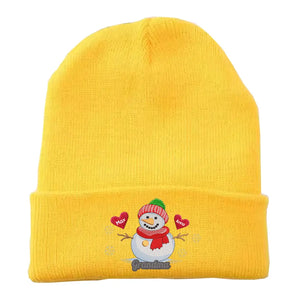 Personalized Grandma Snowman Custom Kid's Name Embroidered Beanie Printed VQ231352