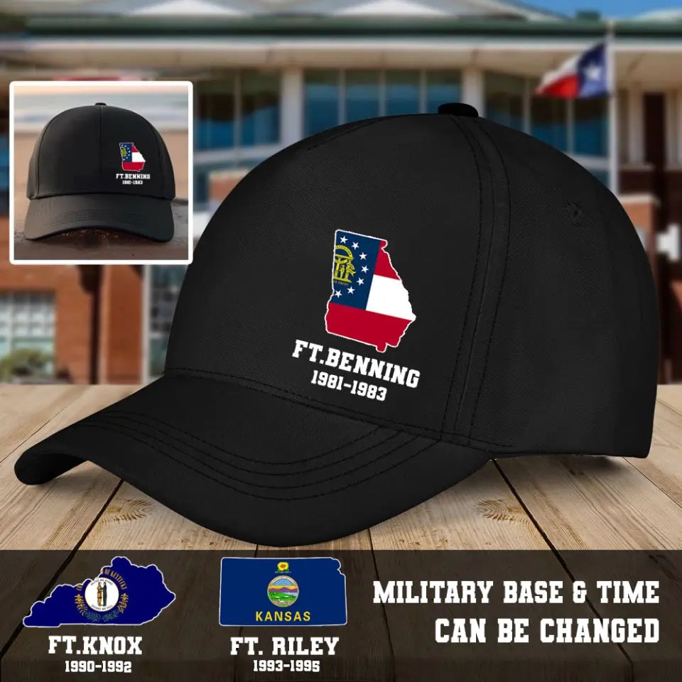 Personalized Military Base US Veteran Custom Time Black Cap QTHN231359