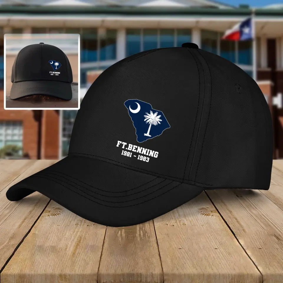 Personalized Military Base US Veteran Custom Time Black Cap QTHN231359