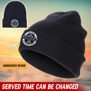 Personalized The Legend Has Retired Thin Blue Line Embroidered Beanie Printed AHVA231372