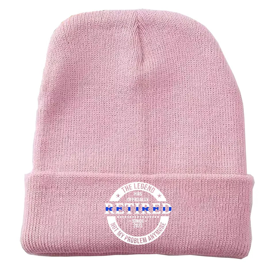Personalized The Legend Has Retired Thin Blue Line Embroidered Beanie Printed AHVA231372