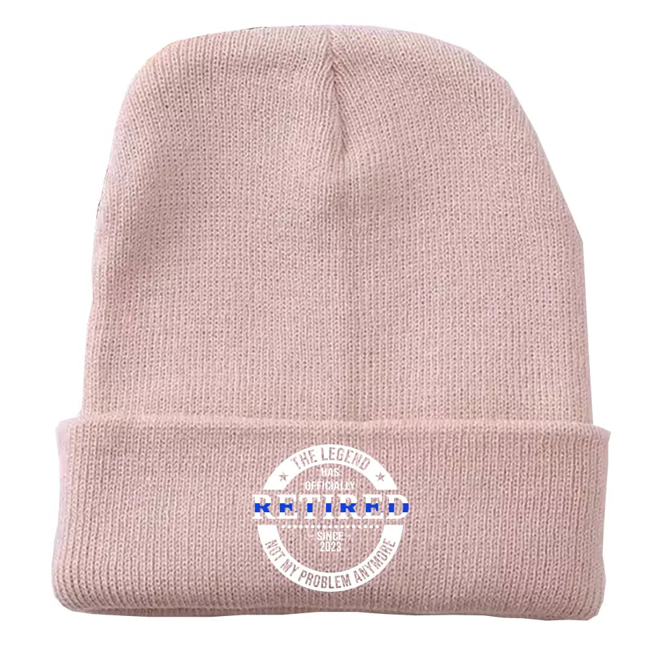 Personalized The Legend Has Retired Thin Blue Line Embroidered Beanie Printed AHVA231372