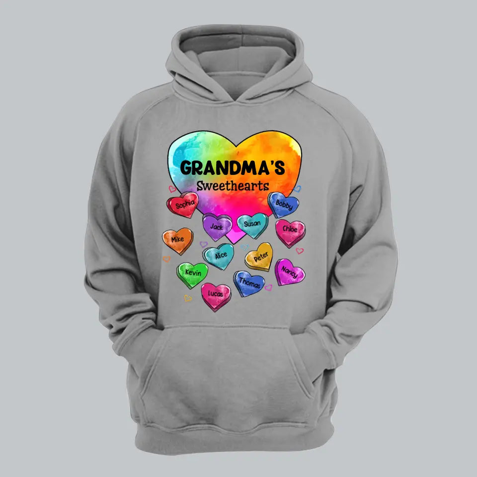 Personalized Grandma's Sweethearts Kid Names Hoodie 2D Printed KVH231375