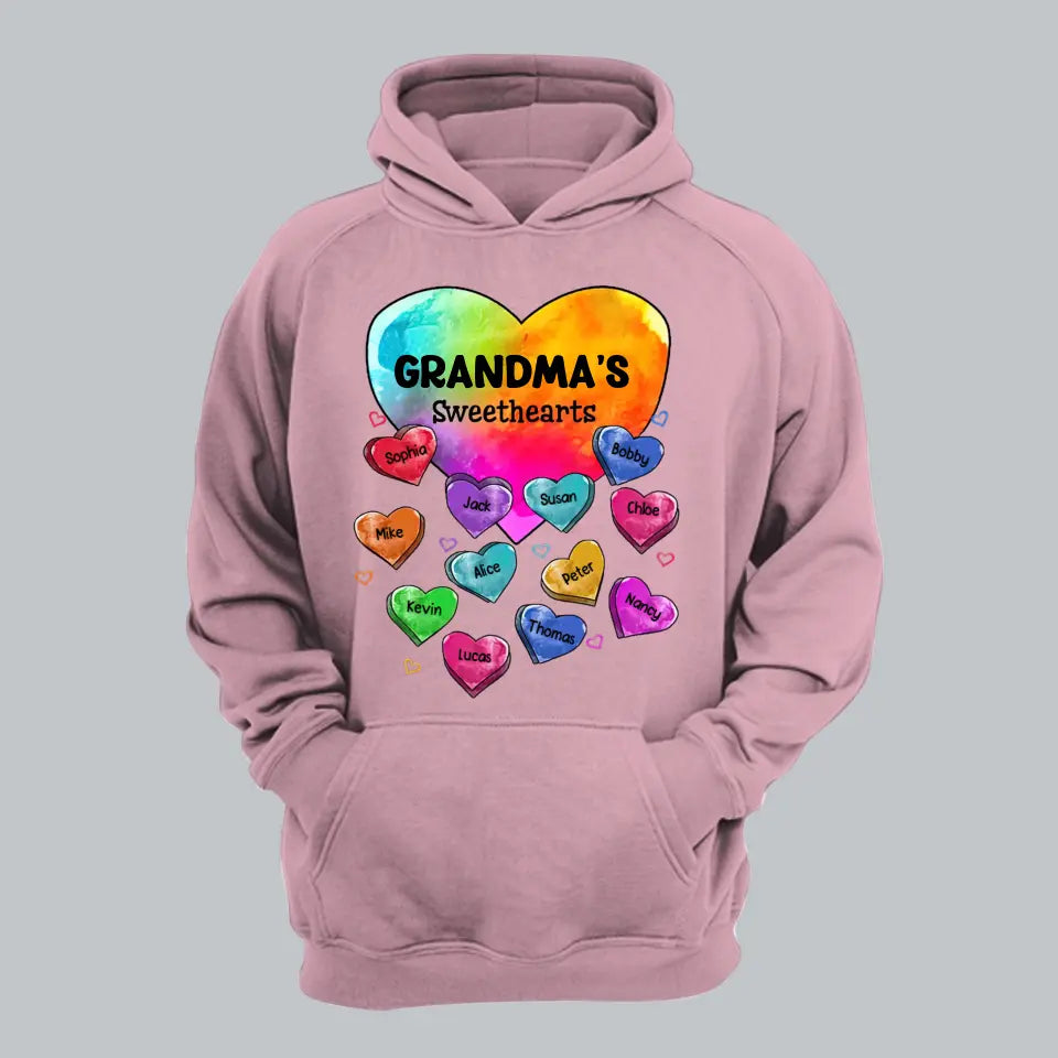 Personalized Grandma's Sweethearts Kid Names Hoodie 2D Printed KVH231375