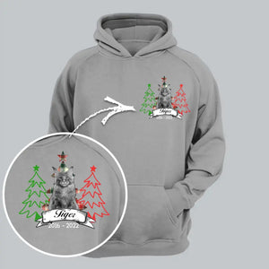 Personalized Upload Your Photo Custom Name & Time Cat Christmas Tree Hoodie 2D Printed VQ231390