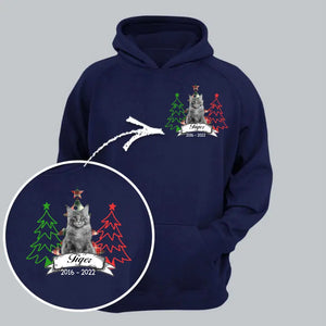 Personalized Upload Your Photo Custom Name & Time Cat Christmas Tree Hoodie 2D Printed VQ231390